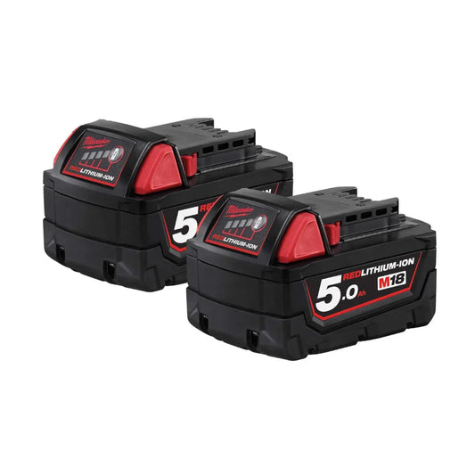 Milwaukee M18B5 18V Lithium-Ion Battery Pack – Two 5.0Ah Batteries