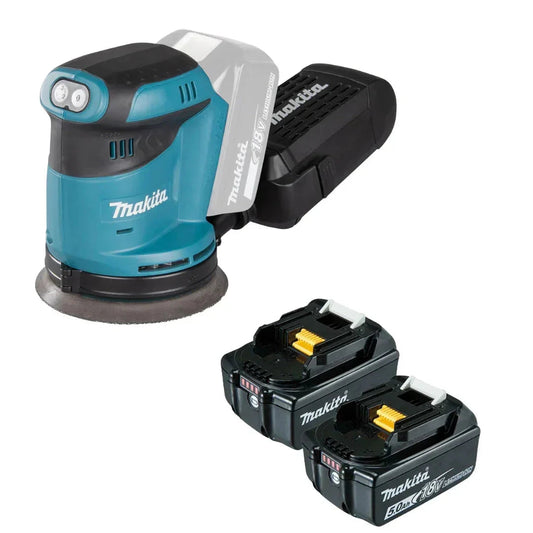 MAKITA 18V LXT CORDLESS SANDER KIT INCLUDING 2 X 5.0AH BATTERIES